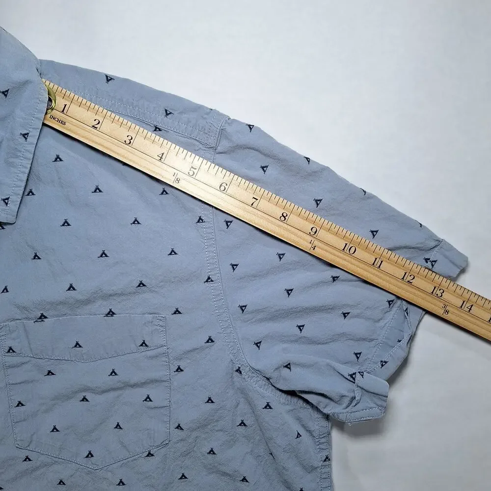 The North Face Shirt Mens XL Blue Geometric Short Sleeve Button Up Outdoor